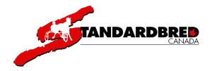 Standardbred Canada logo featuring a red trotting horse silhouette and bold black text.